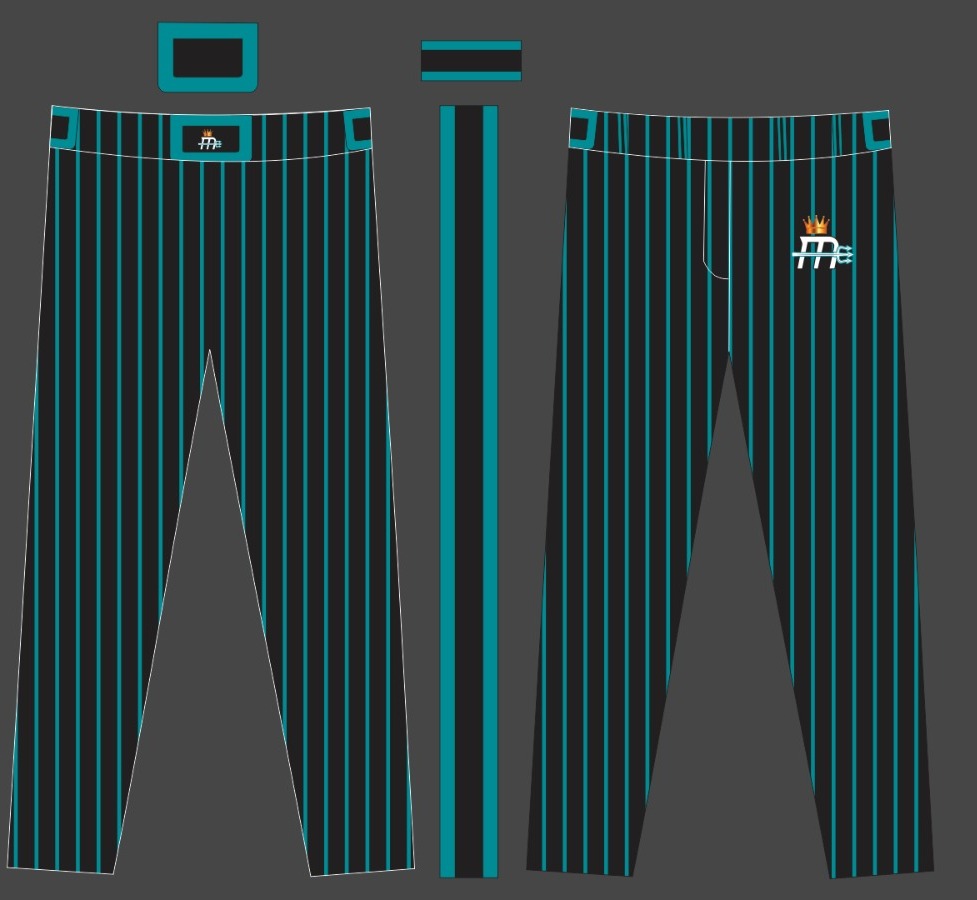 Women's/Girls Mariner Black Knicker Uniform Pant w/Teal Pinstripe